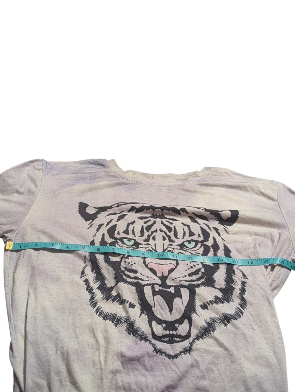 Women’s Large Purple Tie Dye Tiger Graphic T Shirt Short Sleeve Casual Tee - Picture 5 of 6